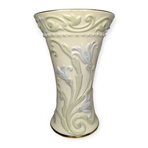 Retired Lenox Gem Blossoms Medium Vase with Raised Flowers & Pearls